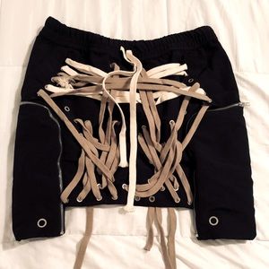 RICK OWENS INSPIRED LACE UP MINI SKIRT SZ LRG